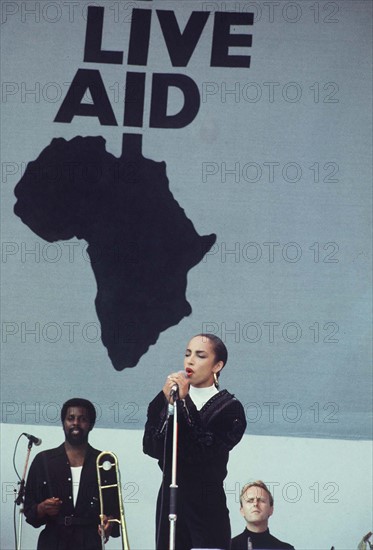 SADE
British Pop Singer
On stage at the "Live Aid" charity concert at...
