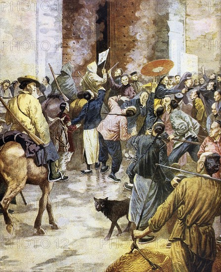 History of the Chinese Empire. 19th century. Opium War. Episode. Engraving.