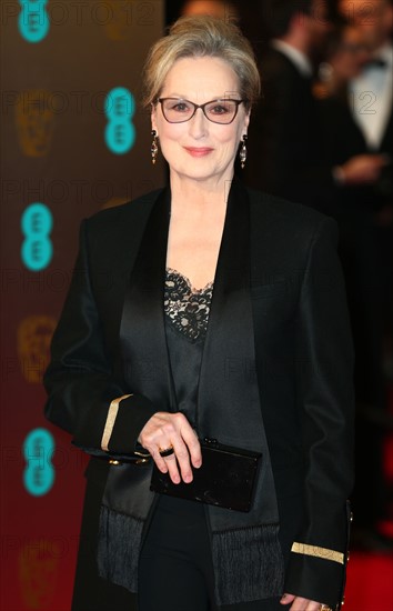 Meryl Streep arrives at the EE BAFTA British Academy Film Awards, Royal Albert Hall, London, UK