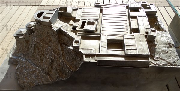 Model of Herod's Palace at Masada; an ancient fortification in the Southern District of Israel; situated on top of an isolated rock plateau on the edge of the Judean Desert; overlooking the Dead Sea. | Verwendung weltweit