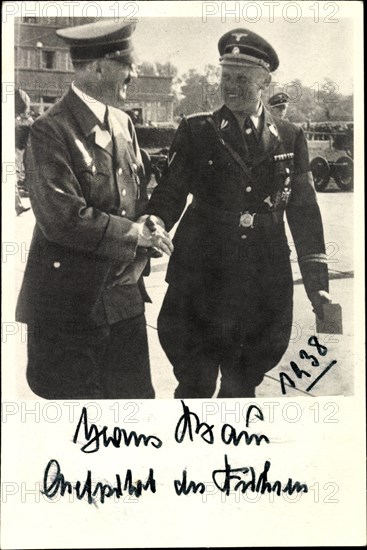 Hans Baur, Chefpilot Adolf Hitler, SS Gruppenführer, Foto Nachdruck, Signatur von 1980 | Verwendung weltweit