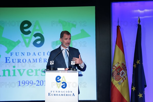 Felipe VI, King of Spain, attends the Colloquium for the 20 years of the Euroamerica Foundation