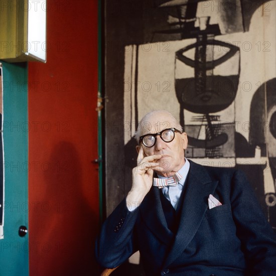 French architect and painter Le Corbusier at his studio