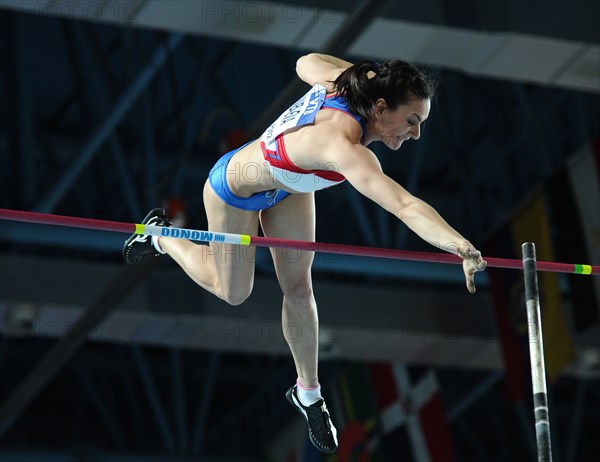 Elena Isinbaeva of Russia competes in the Women's pole vault final at the IAAF World Indoor Championships at the Atakoy Arena in Istanbul, Turkey, March 11, 2012