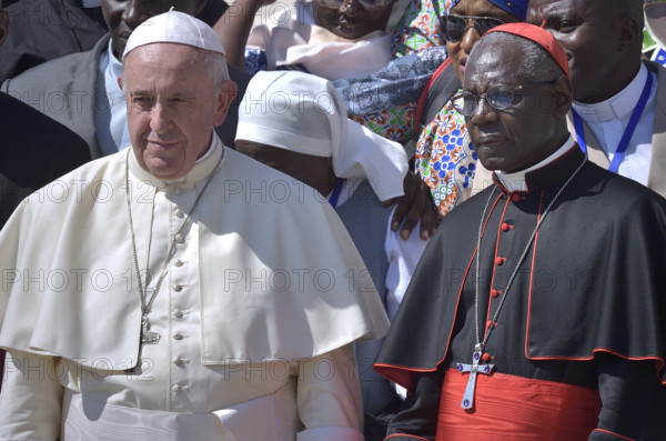 Cardinal Robert Sarah, Pope Francis during his weekly general audience on St.Peter's square at the Vatican on September 5, 2018
