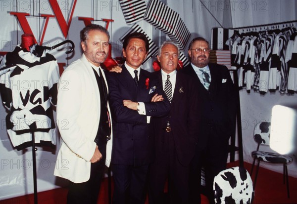 Left to Right: GIANNI VERSACE; VALENTINO; GIORGIO ARMANI and GIANFRANCO FERRE?Italian Fashion Designers?Bandphoto Agency Photo?B03 047230 30.05.1996