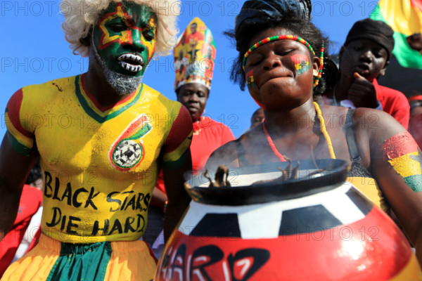 Supporters of the Black star of Ghana at the Ohene Djan stadium in greater Accra during a world cup qualifying match between Black stars and the sudanese national team September 7, 2009. Ghana won the match 2-0 to become the first African team to qualify for the world cup in 2010.