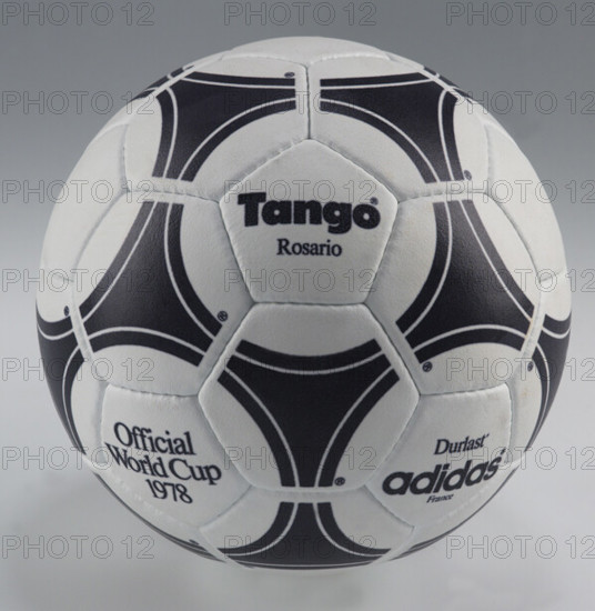 The undated handout shows the official soccer ball 'Tango Rosario' of the FIFA World Cup 1978 in Argentina. Photo: Adidas Keywords: ball, balloon, dance, soccer, SPO, Sport, sports
