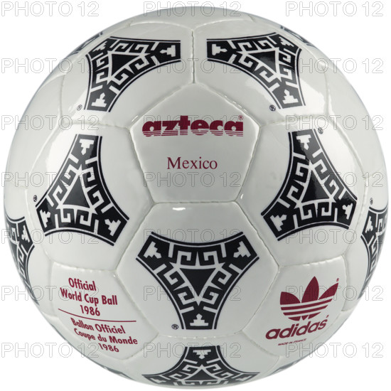 The undated handout shows the official soccer ball 'azteca' to the FIFA World Cup 1986 in Mexico. Photo: Adidas Keywords: ball, balloon, dance, soccer, SPO, Sport, sports