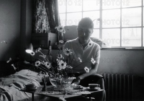 Farah Diba in her room at the Paris Cité Universitaire