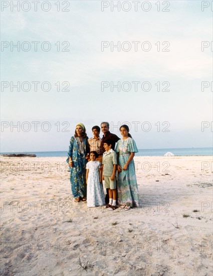 Mohammad Reza Shah Pahlavi and his family on holiday 1976