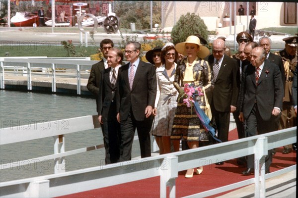 Mohammed Reza Shah Pahlavi et Farah Pahlavi en visite officielle