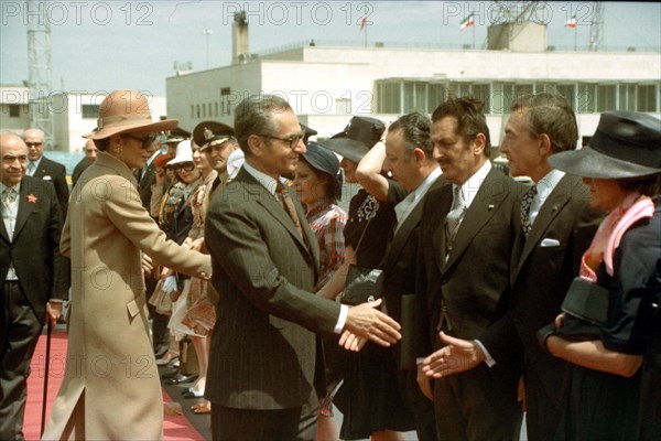 Mohammed Reza Shah Pahlavi et Farah Pahlavi en visite officielle