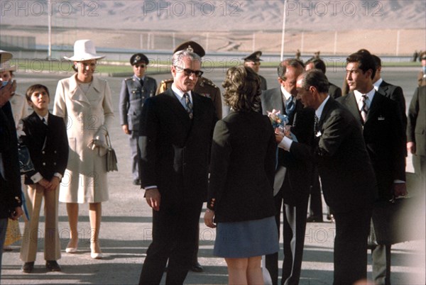 Mohammed Reza Shah Pahlavi et Farah Pahlavi en visite officielle