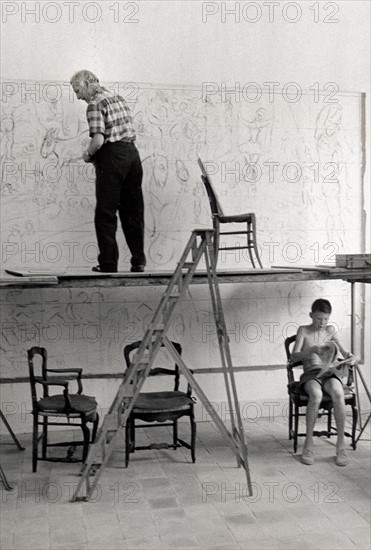 Marc Chagall in his studio in Vence, 1959