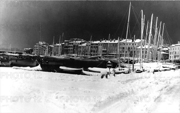 The harbour of St Tropez under the snow