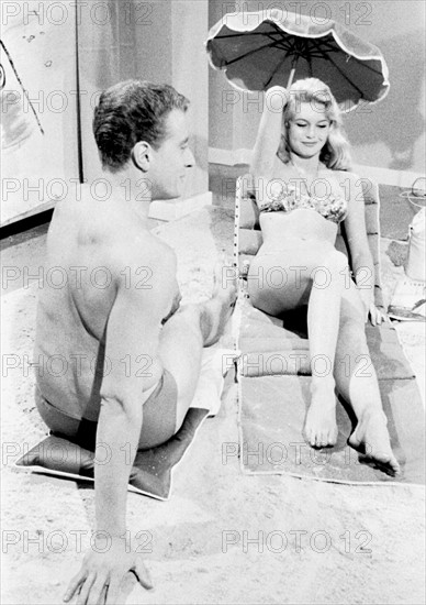 Brigitte Bardot and Roger Dumas on the shooting of the film "The Bride Is Too Beautiful"
