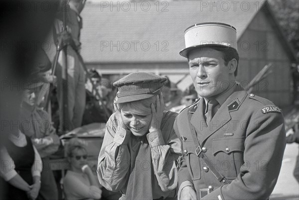 Brigitte Bardot and Jacques Charrier on the set of "Babette the Warmonger"