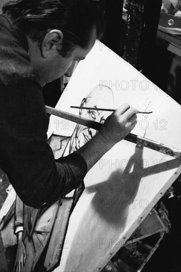 Bernard Buffet in his studio