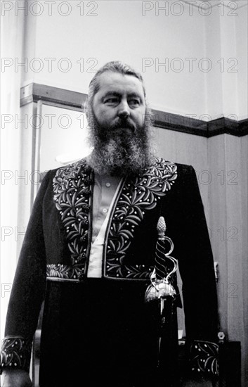 Bernard Buffet in the costume of the Académie Française