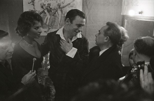 Yves Montand, Sophia Loren and Henri-Georges Clouzot (1958)