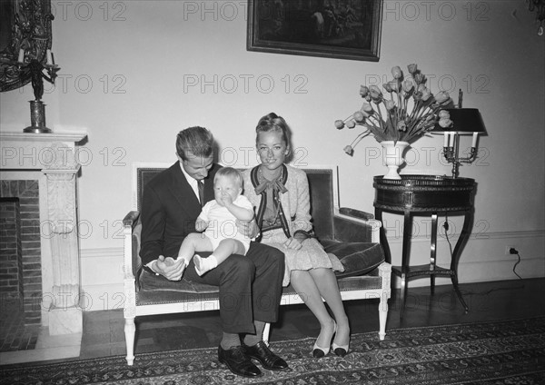 Princess Paola of Belgium, prince Albert and their son Philippe