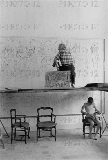 Marc Chagall dans son atelier à Vence, 1959