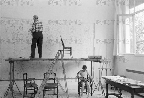 Marc Chagall in his studio in Vence, 1959