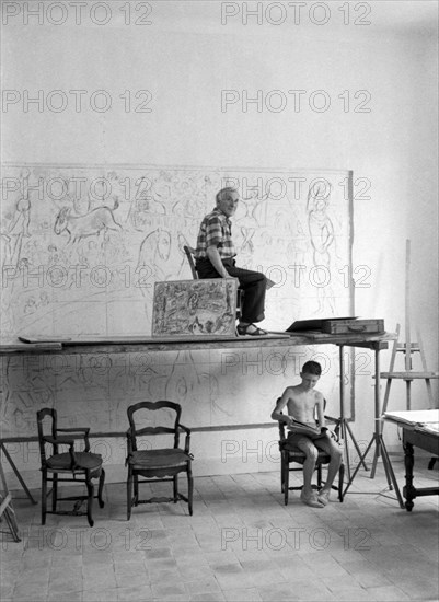 Marc Chagall in his studio in Vence, 1959