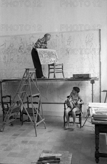 Marc Chagall dans son atelier à Vence, 1959