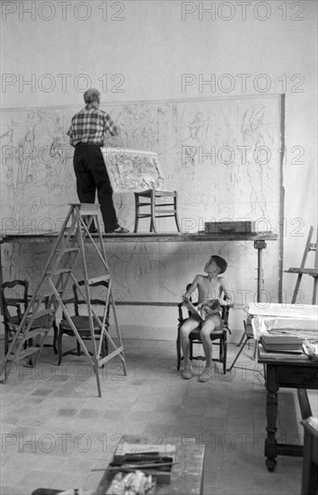 Marc Chagall in his studio in Vence, 1959