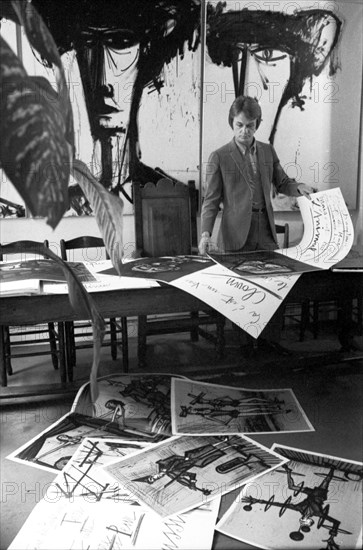 Claude François dans l'atelier de Bernard Buffet