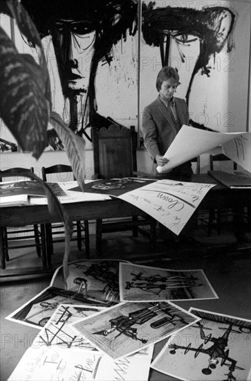 Claude François dans l'atelier de Bernard Buffet