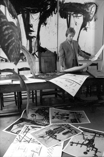 Claude François dans l'atelier de Bernard Buffet