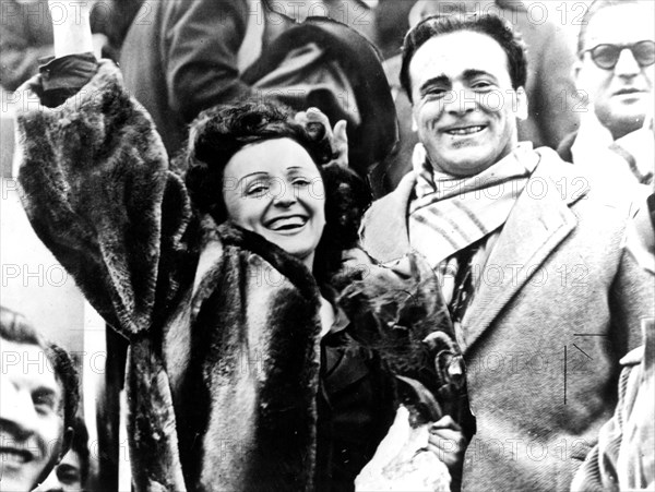 Piaf and Marcel Cerdan at Orly airport, France, March 7, 1948