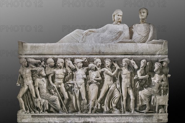 Marble Sarcophagus Representing Scenes Of Achilles' Life