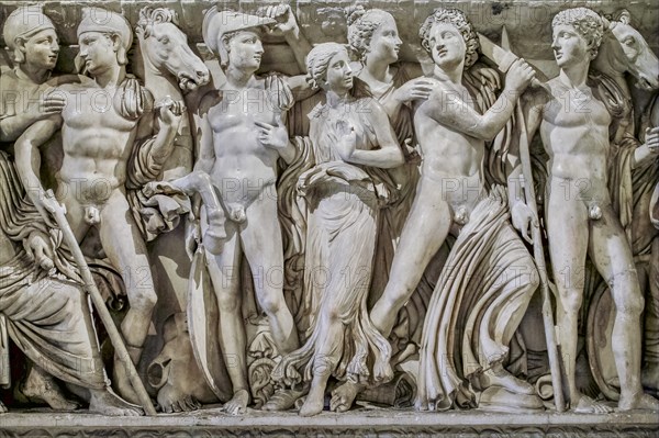 Marble Sarcophagus Representing Scenes Of Achilles' Life
