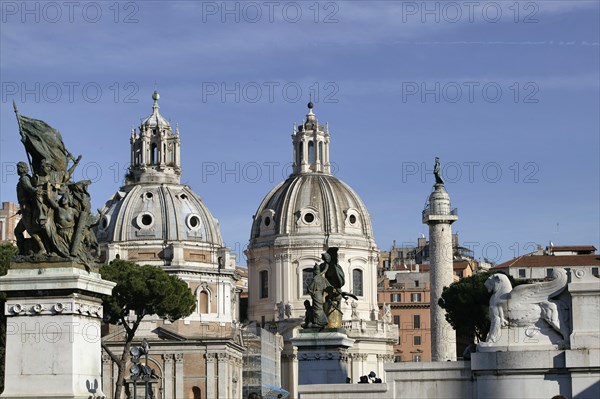 Domes of the churches of S. Maria di Loreto and  S.S. Nome di Maria, Rome, Italy