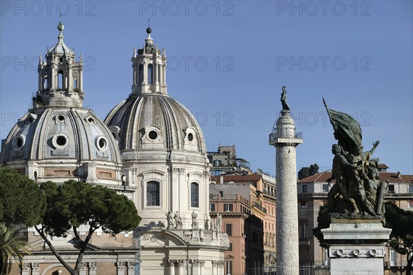 Domes of the churches of S. Maria di Loreto and  S.S. Nome di Maria, Rome, Italy