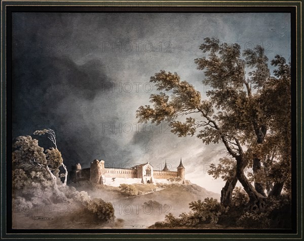 Giovanni Battista De Gubernatis: "Landscape in the storm and castle"