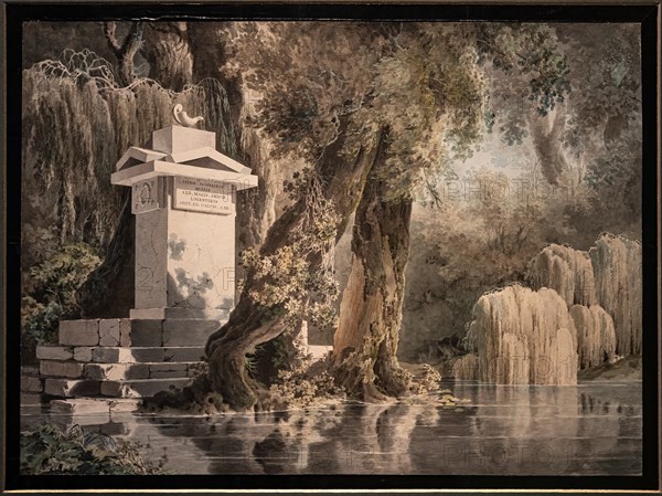 Giovanni Battista De Gubernatis: "Imaginary Landscape with gravestone dedicated to the poet Edoardo Valvo"