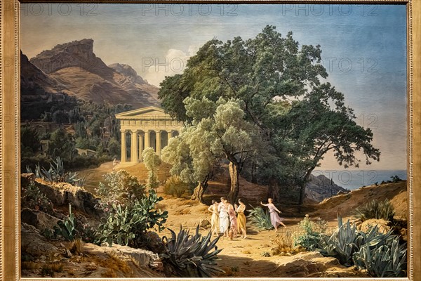 Ferdinand Georg Waldmüller. "A Doric Tmeple with Castelmola and Taormina in the background"