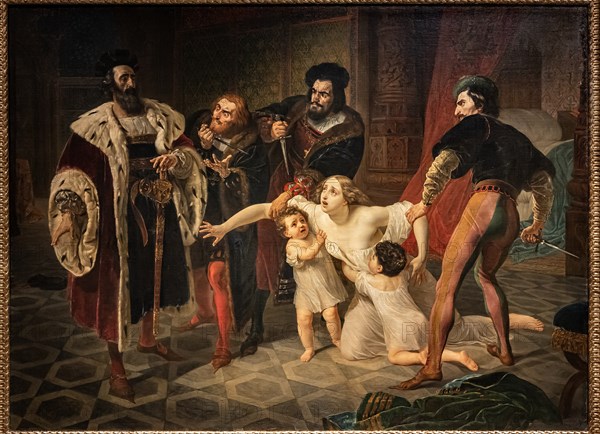 Karl Pavlovic Brjullov: "The sacrifice of Ines Di Castro (Ines Di Castro's Death)"