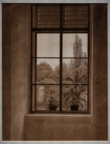 Caspar David Friedrich, "Window with a view of a park"