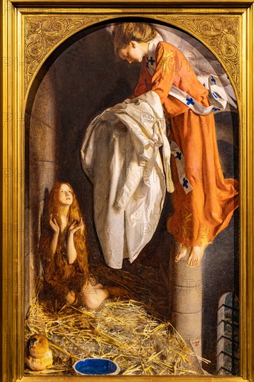 Cowper, "St. Agnes in prison receiving  the white shining garment from the sky"