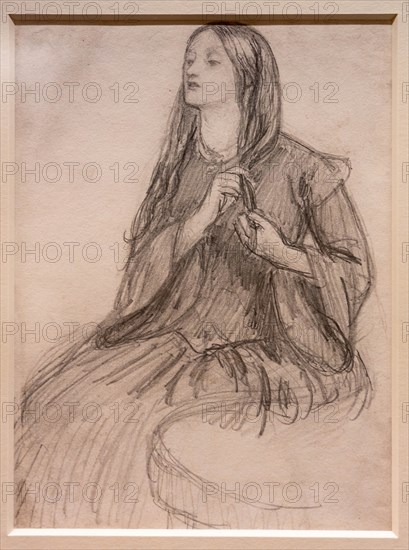 Rossetti, "Elizabeth Siddal plaiting her Hair"