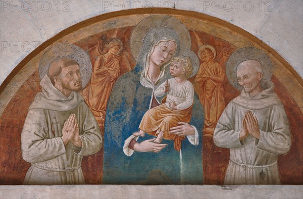 Montefalco, Church of San Fortunato, lunette above the portal