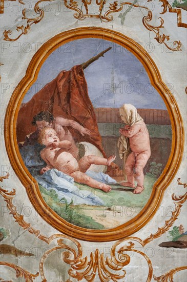 Vicenza, Villa Valmarana ai Nani, Guest Lodgings, the Room of the Putti, medallion with putti