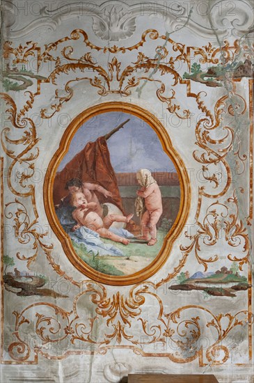 Vicenza, Villa Valmarana ai Nani, Guest Lodgings, the Room of the Putti, medallion with putti