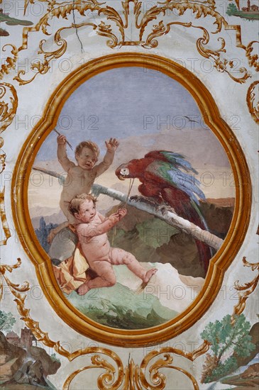 Vicenza, Villa Valmarana ai Nani, Guest Lodgings, the Room of the Putti, medallion with putti